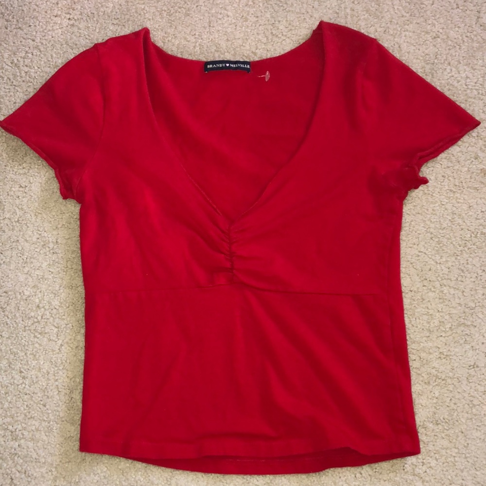 Red Scoop Neck Crop Top